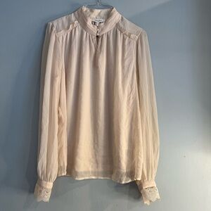 Elegant Ivory Blouse with Lace Cuffs